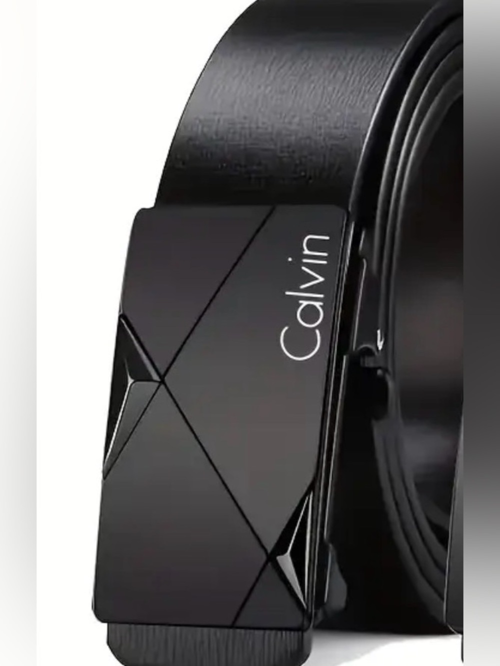 Sleek Black Calvin Belt PU and Zinc Alloy- Adjustable-Toothless 47.3 in. NEW